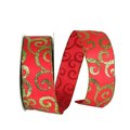 Reliant Ribbon Reliant Ribbon 92305W-985-40K Scroll Glitter Value Wired Edge Ribbon - Red & Green - 2.5 in. x 50 yards 92305W-985-40K